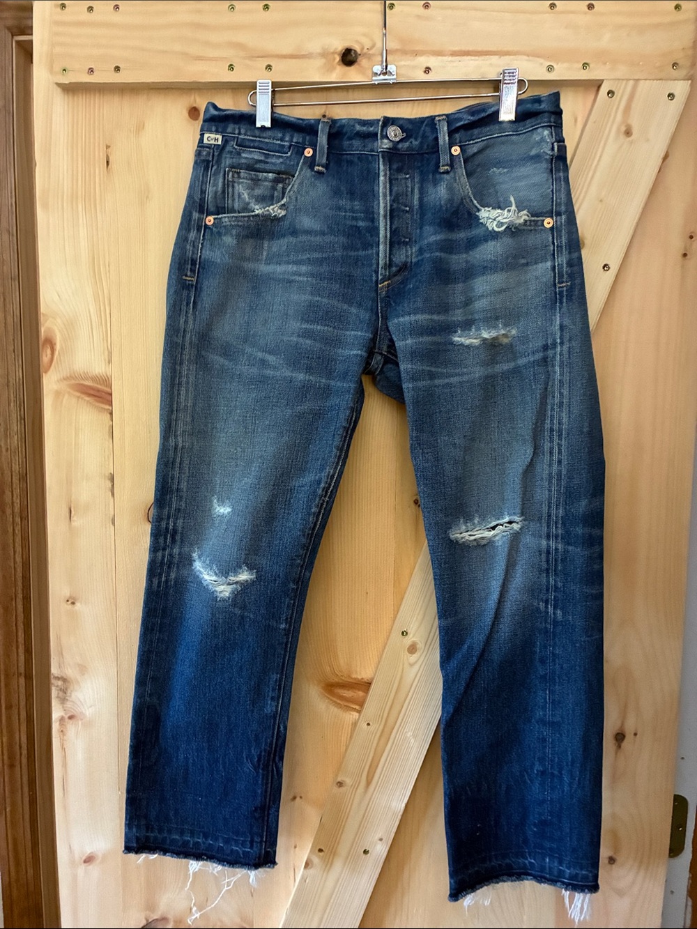 Citizens Of Humanity Distressed Dark Blue Straight Jeans